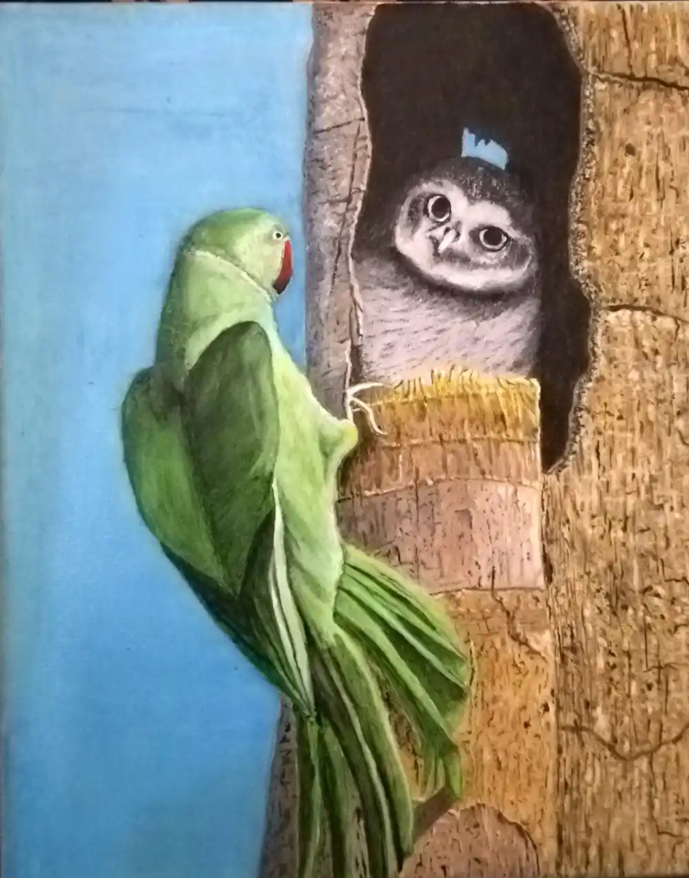 Uninvited Guest, Oil Painting, Impressionism, Nature, Home decor, Wall decor, Artwork, Handpainted, Art, Painting, VistaPallett